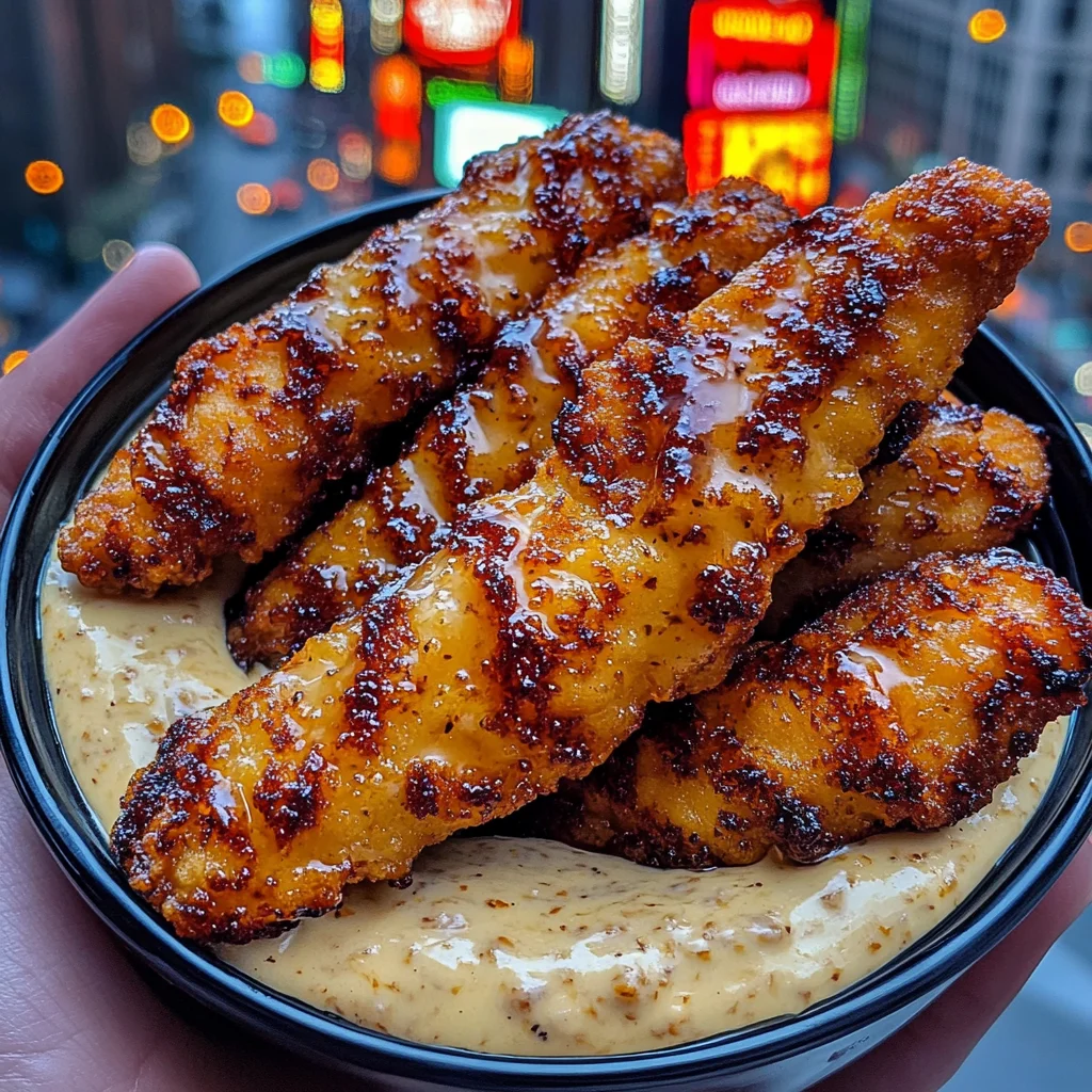 Crispy Chicken Strips with Honey Mustard Cream Dip