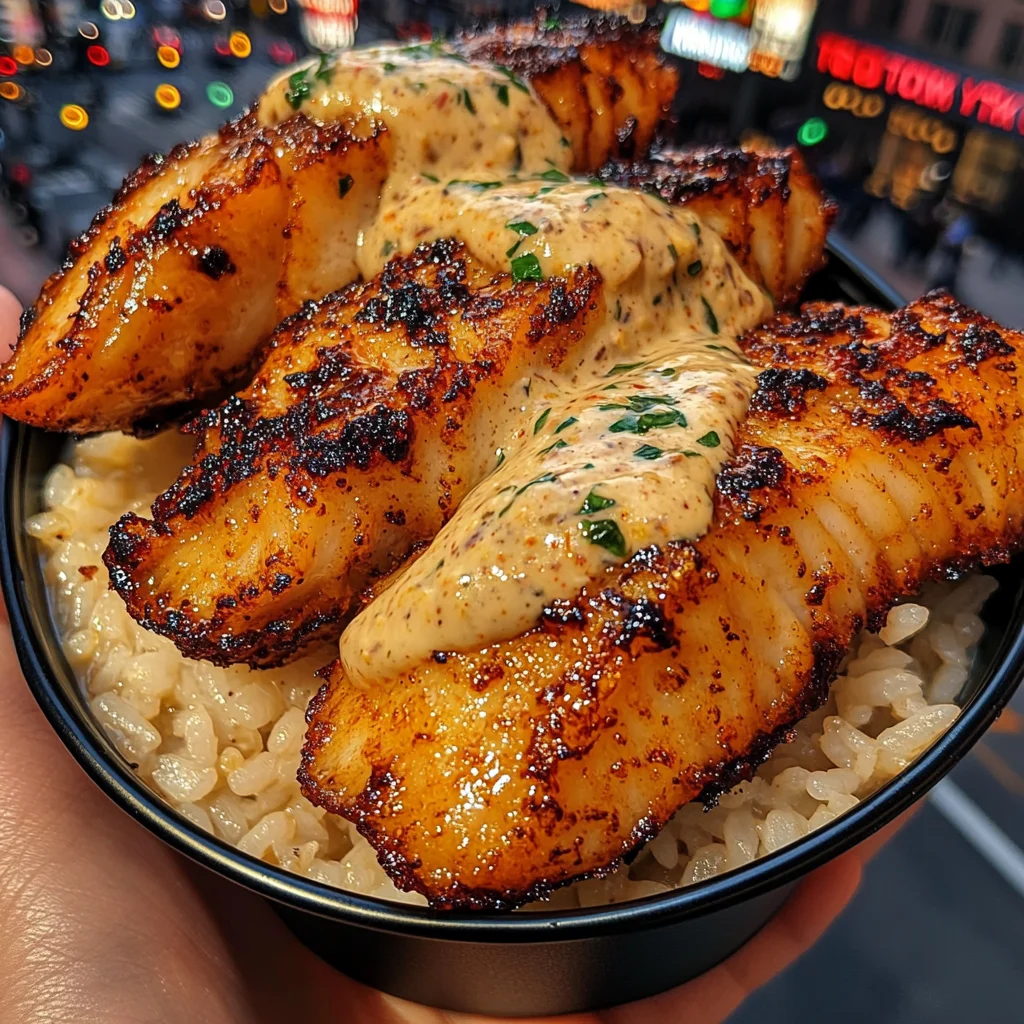 Crispy Fish Rice Bowls with Spicy Tartar Sauce