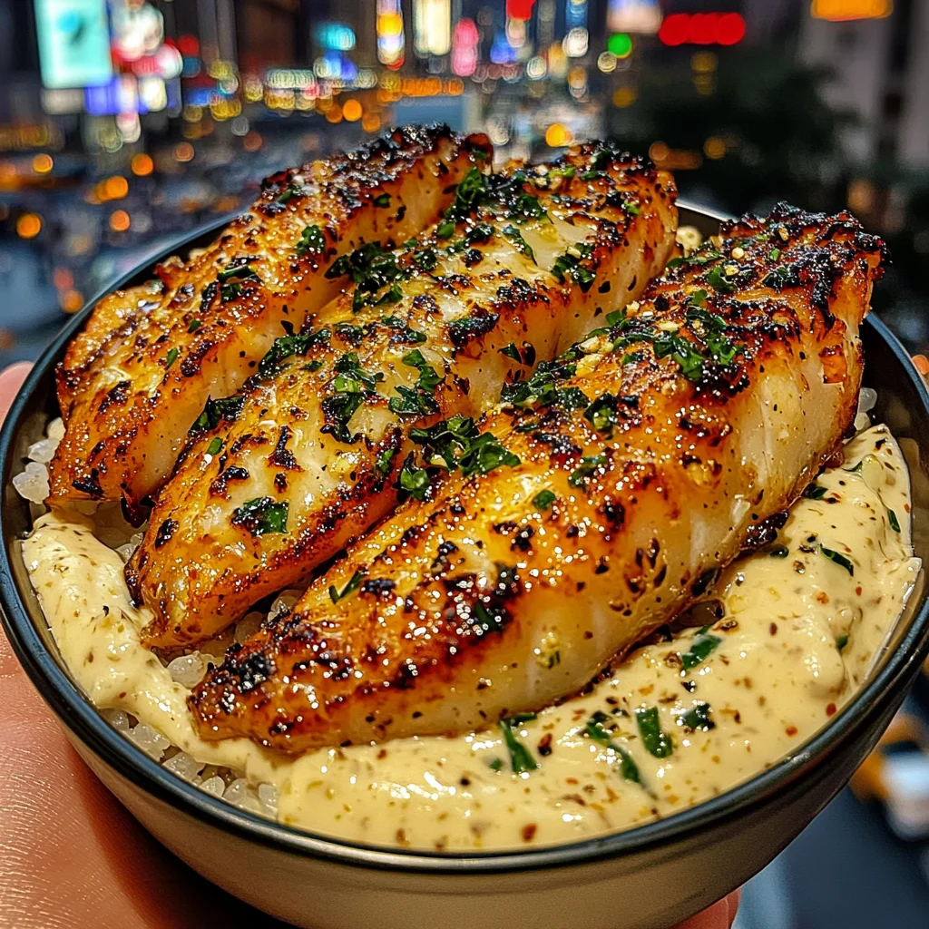 Crispy Fish Rice Bowls with Zesty Garlic Aioli