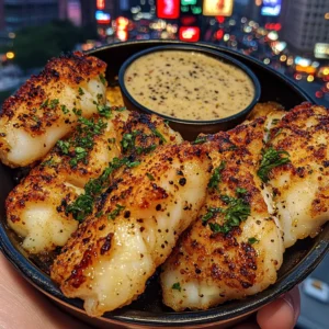 Crispy Garlic Cod Bites with Lemon Pepper Dip