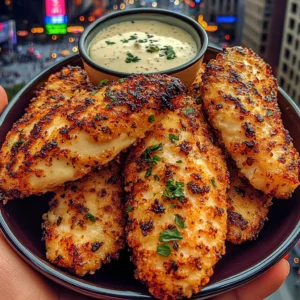 Crispy Garlic Parmesan Chicken Tenders with Ranch Dip