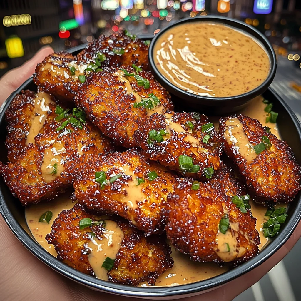 Crispy Tofu Nuggets with Garlic Sriracha Dipping Sauce