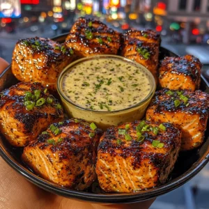 Easy Teriyaki Salmon Bites with Sesame Lime Dip