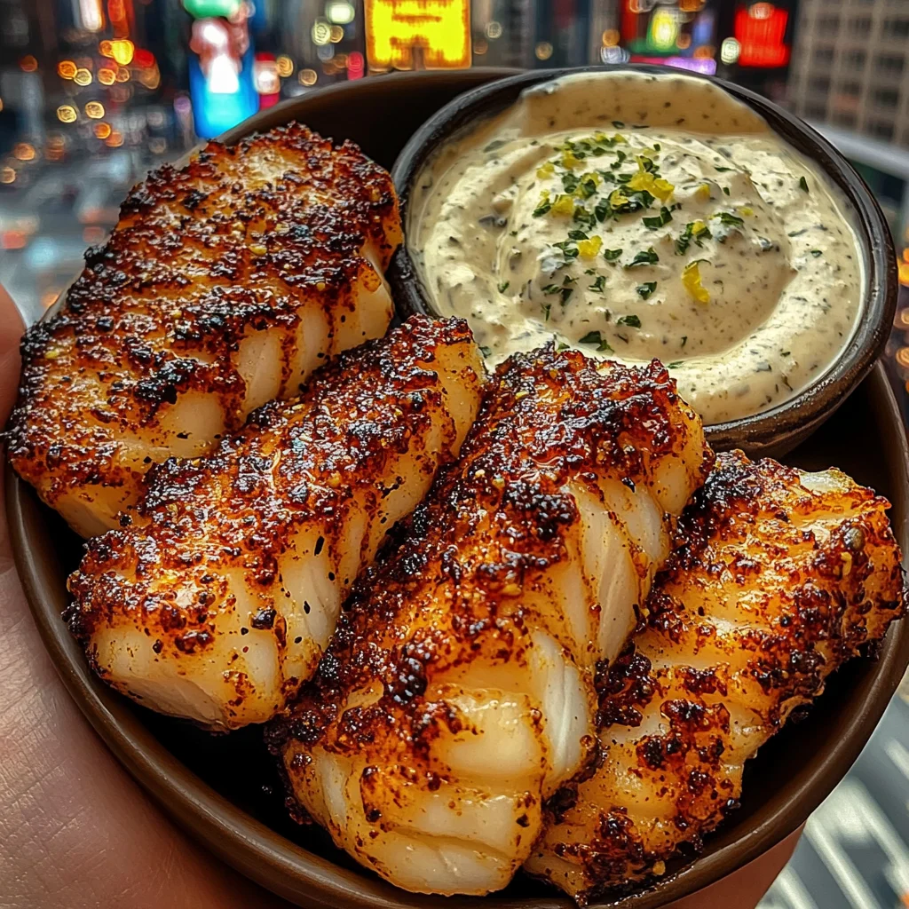 Garlic Butter Cod Bites with Creamy Lemon Herb Dip