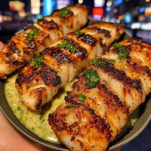 Garlic Butter Cod strips with Cilantro Lime Sauce
