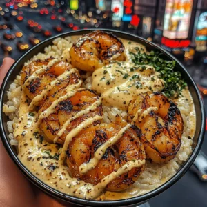 Garlic Butter Shrimp Rice Bowls with Lemon Pepper Drizzle