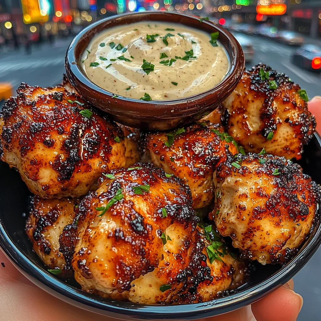 Garlic Parmesan Chicken Bites with Creamy Ranch Dip