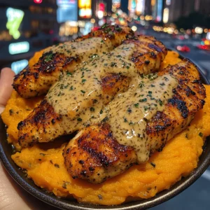 Golden Cod Strips with Warm Sweet Potato Mash & Cozy Herb Butter Sauce