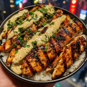 Grilled Chicken Rice Bowls with Spicy Ranch Drizzle