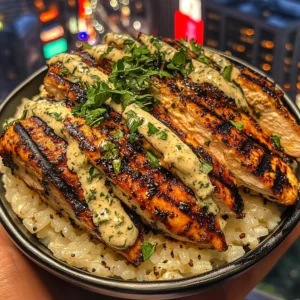 Grilled Chicken Rice Bowls with Zesty Herb Dressing