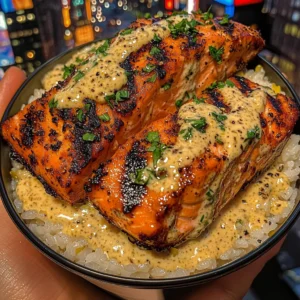 Grilled Salmon Rice Bowls with Lemon Herb Drizzle