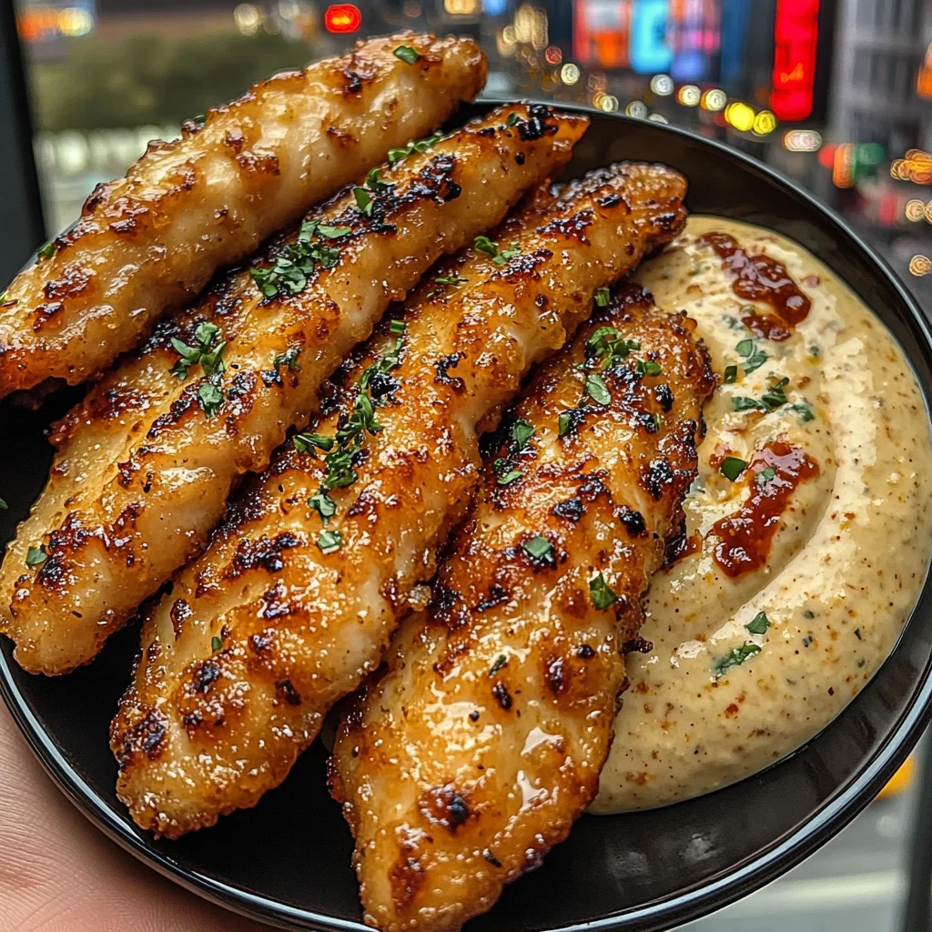 Honey Garlic Chicken Strips with Spicy Chili Dip