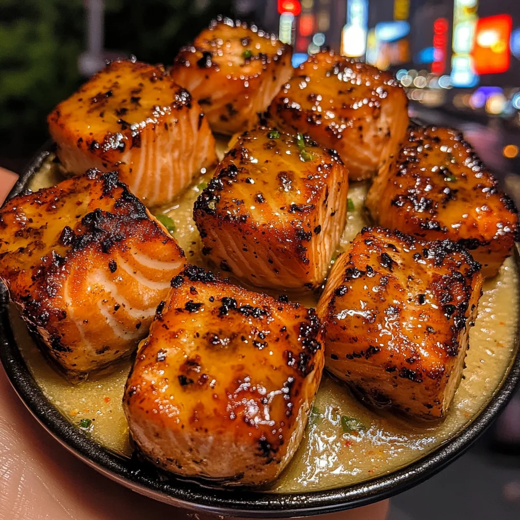 Honey Garlic Salmon Bites with Autumn Apple Glaze