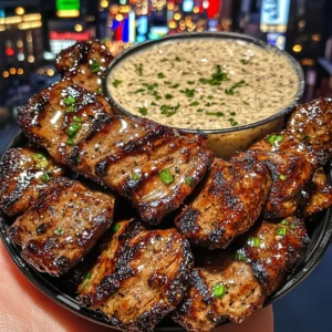 Honey Glazed korean bbq beef Bites with Garlic Herb Dip