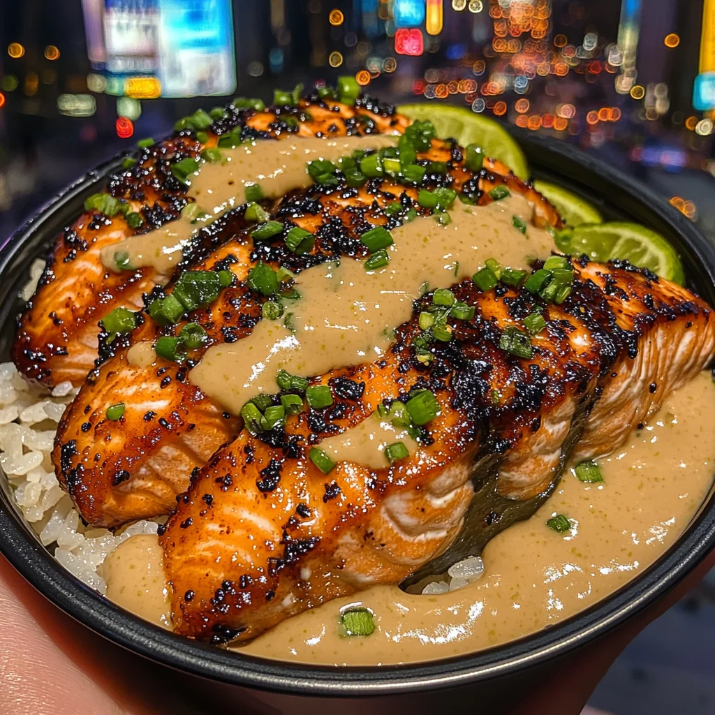 Honey Soy Salmon Rice Bowls with Ginger Lime Sauce