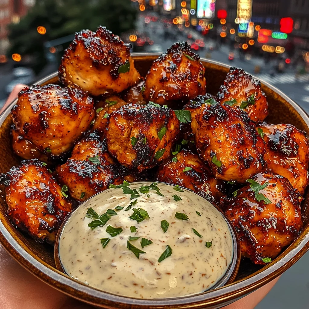 Honey Sriracha Chicken Bites with Creamy Ranch Dip