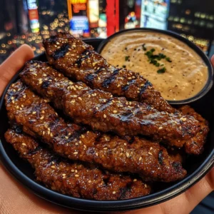 Korean BBQ Beef Strips with Tangy Sesame Dip