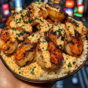 Lemon Garlic Shrimp Rice Bowls with Spicy Chili Sauce