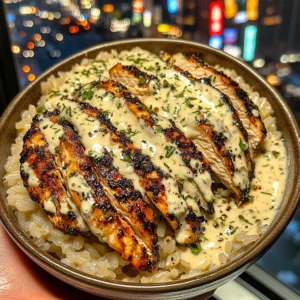 Lemon Herb Chicken Rice Bowls with Creamy Ranch Drizzle
