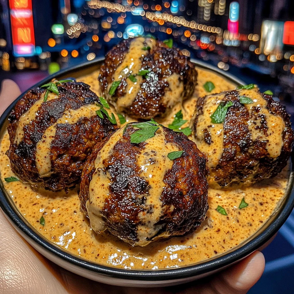Savory Beef Meatballs with Roasted Pumpkin Cream Sauce