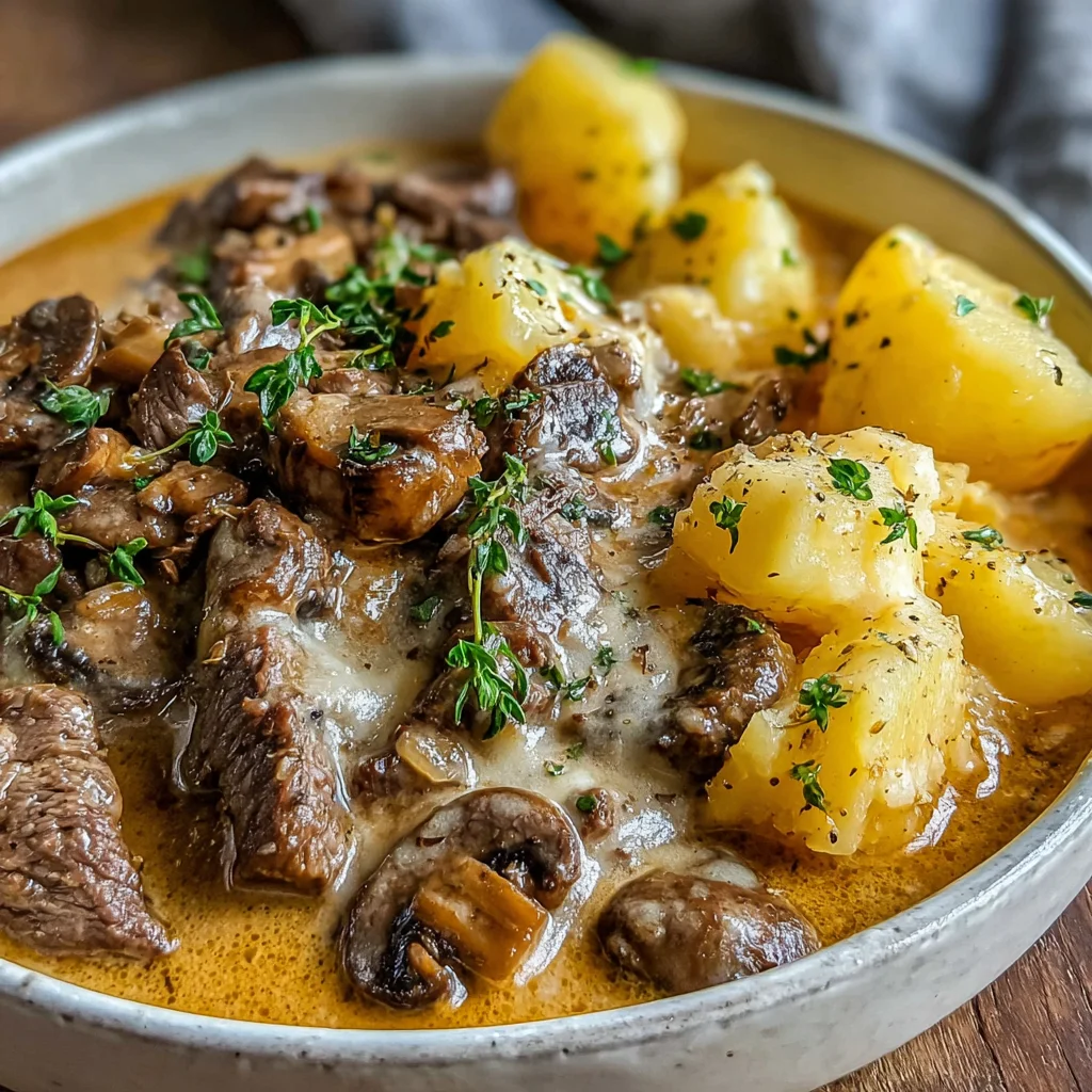 Slow Cooker Creamy Beef Stroganoff