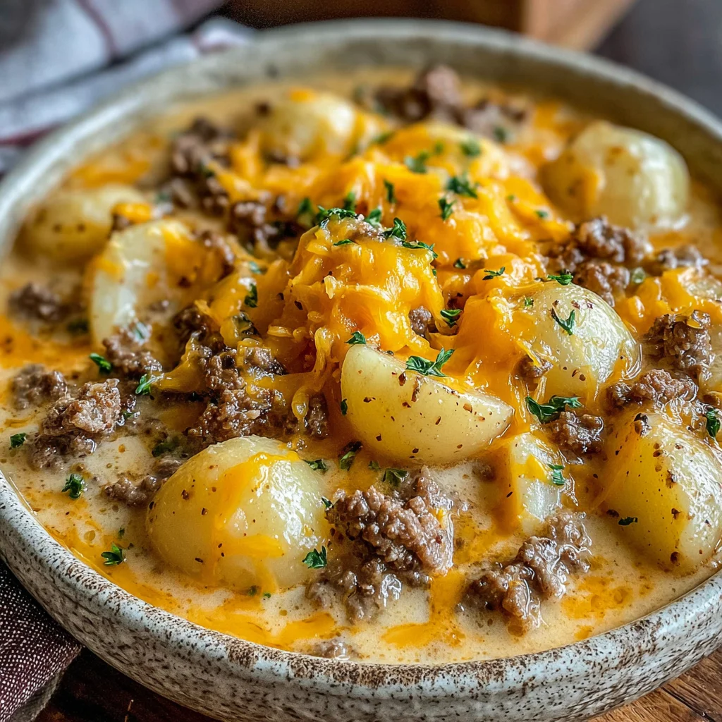 Slow Cooker Creamy Cheeseburger Potato Soup