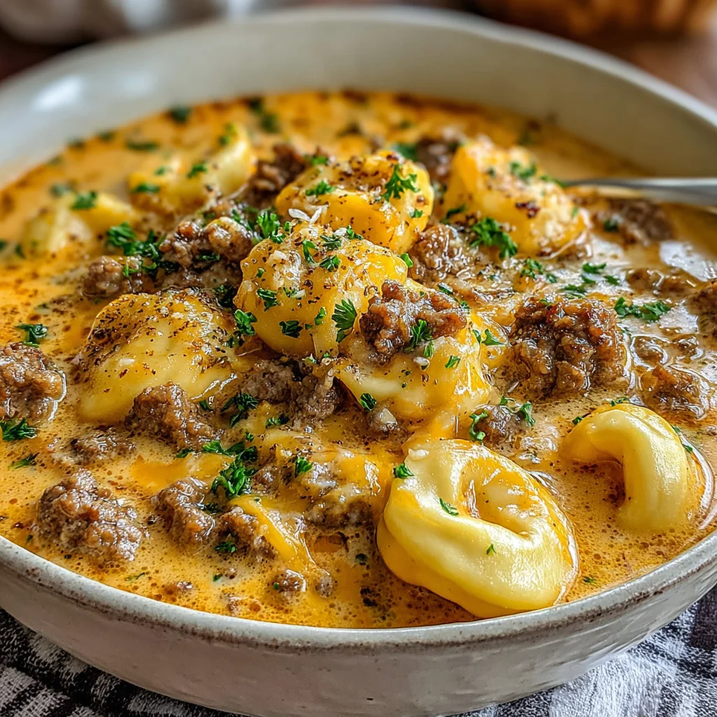 Slow Cooker Creamy Sausage and Tortellini Soup