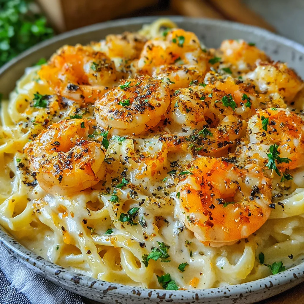 Slow Cooker Creamy Shrimp Alfredo Pasta