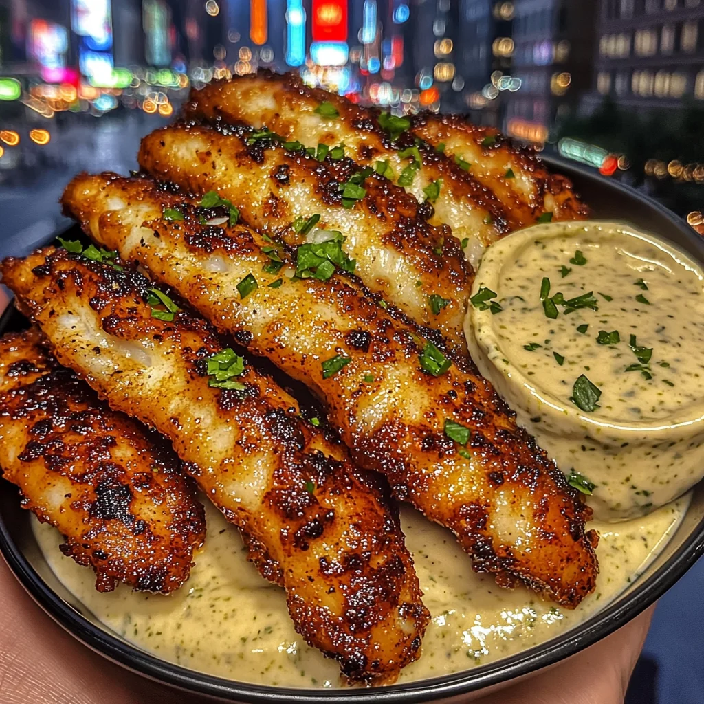 Spicy Cajun Fish Strips with Zesty Lime Dip