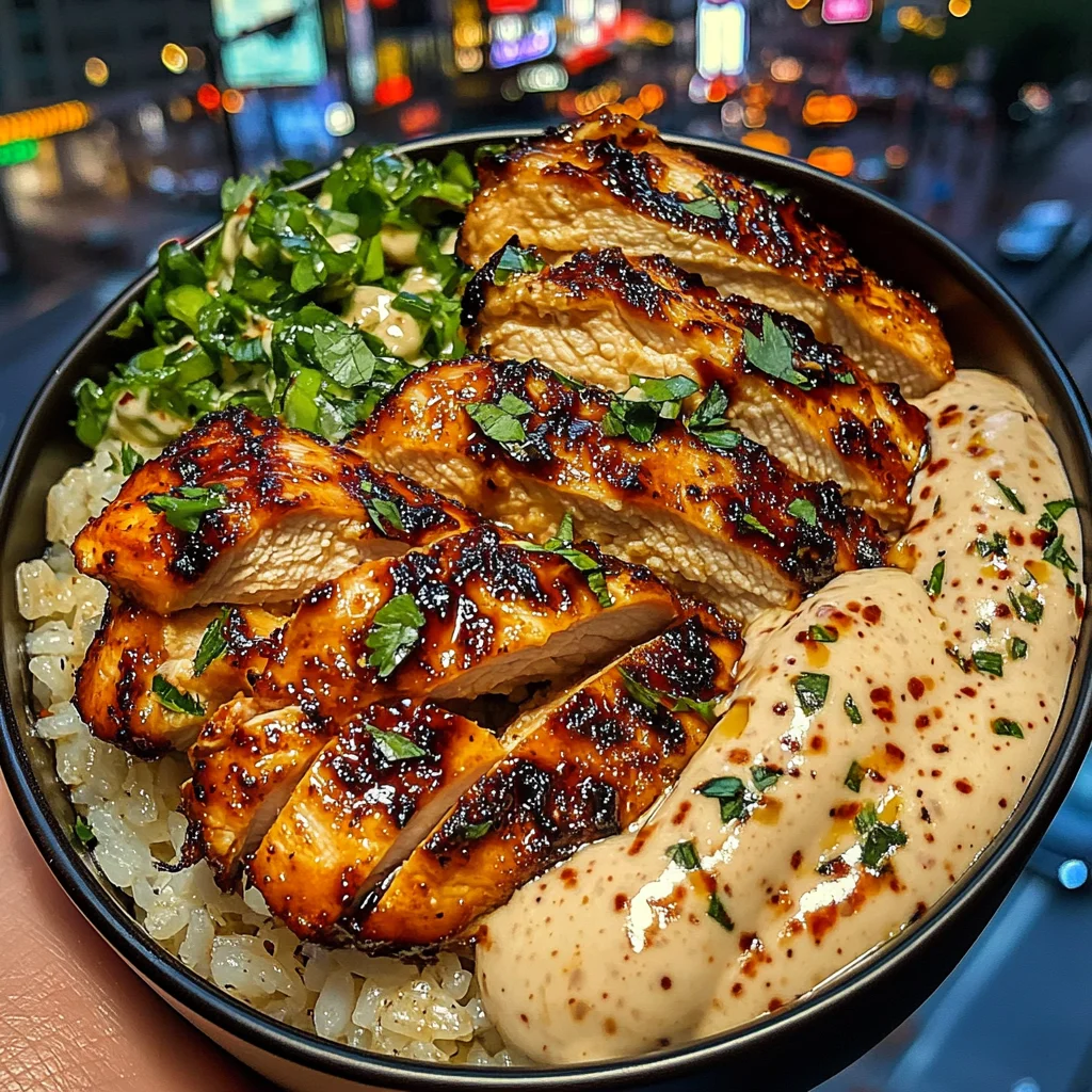 Spicy Garlic Chicken Rice Bowls with Creamy Sriracha Drizzle