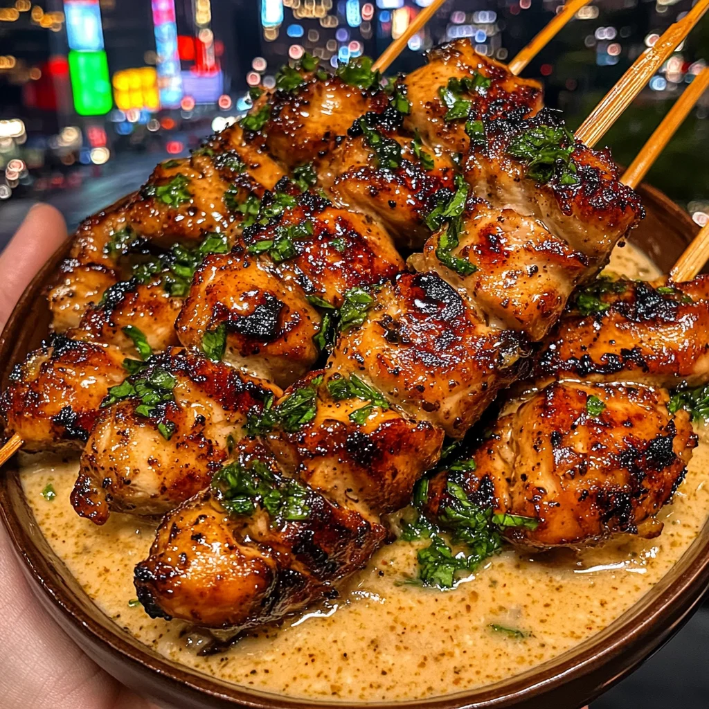 Spicy Honey Chicken Skewers with Garlic Lime Sauce