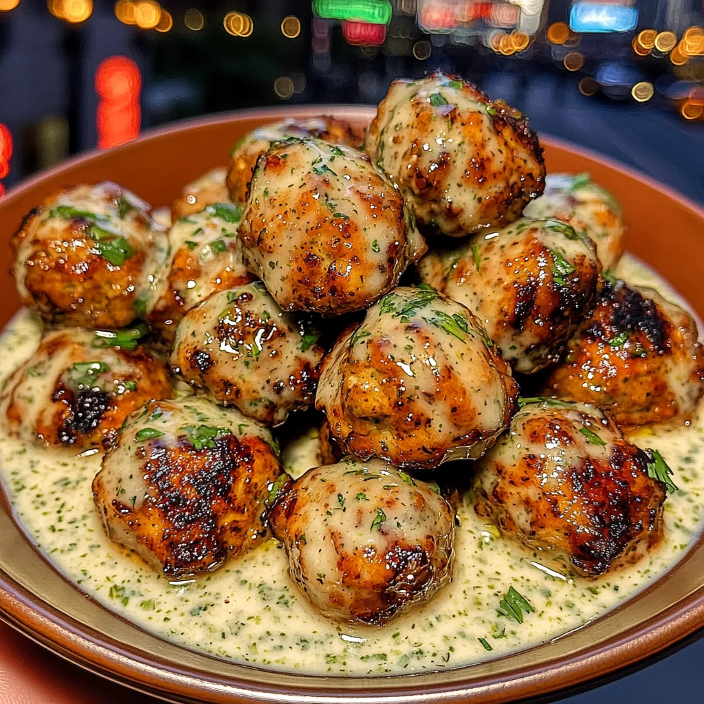 Spicy Honey Lime Chicken Meatballs with Cilantro Yogurt Sauce