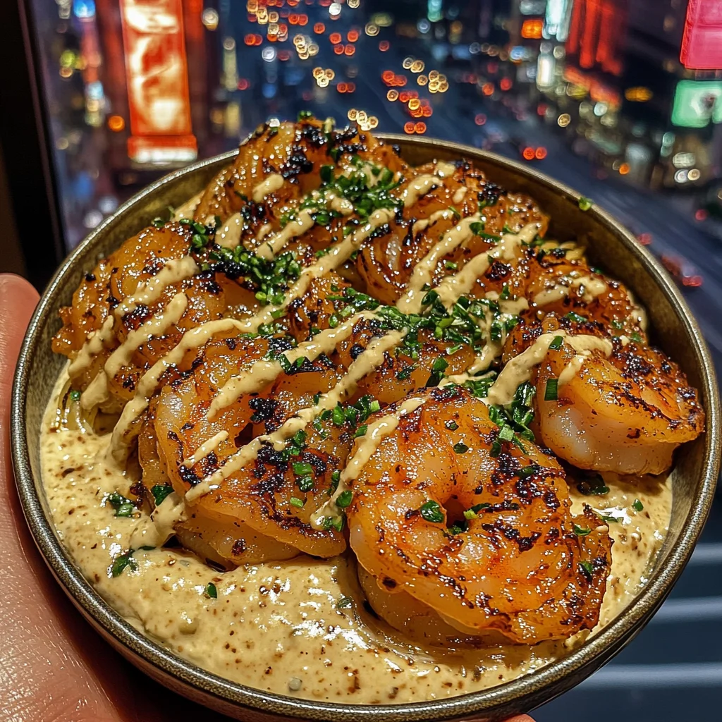 Spicy Shrimp Noodle Bowls with Garlic Sesame Drizzle