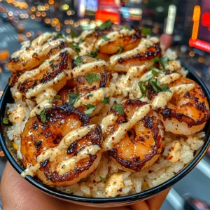 Spicy Shrimp Rice Bowls with Chili Garlic Lime Drizzle