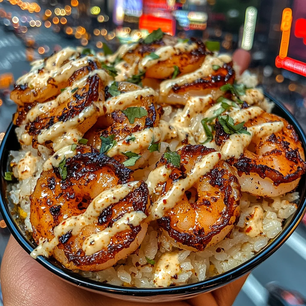 Spicy Shrimp Rice Bowls with Chili Garlic Lime Drizzle
