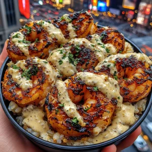 Spicy Shrimp Rice Bowls with Creamy Garlic Butter Sauce