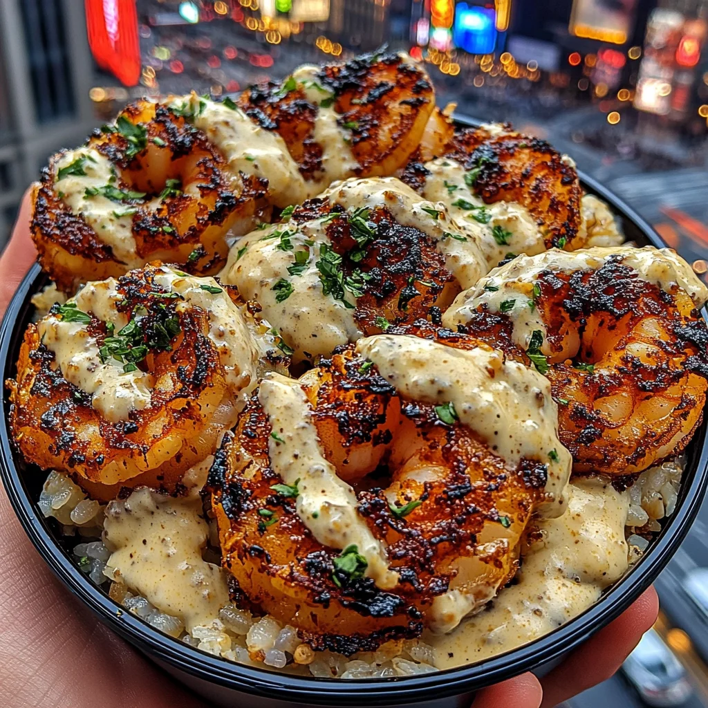 Spicy Shrimp Rice Bowls with Creamy Garlic Butter Sauce