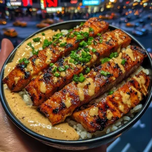 Spicy Tuna Strips Rice Bowls with Smoky Chipotle Cream