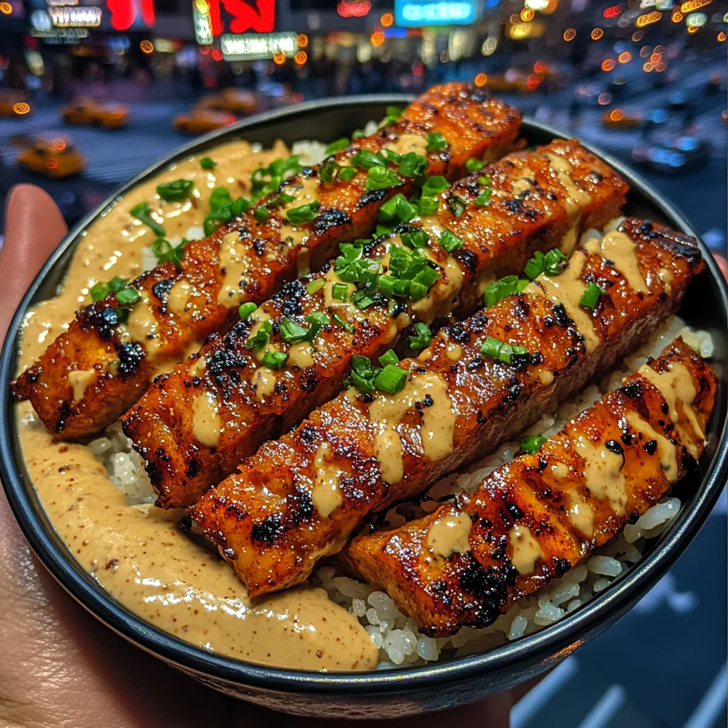 Spicy Tuna Strips Rice Bowls with Smoky Chipotle Cream
