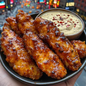Sticky Honey Butter Chicken Strips with Creamy Chili Dip