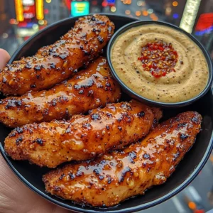 Sticky Honey Garlic Chicken Tenders with Chili Dip