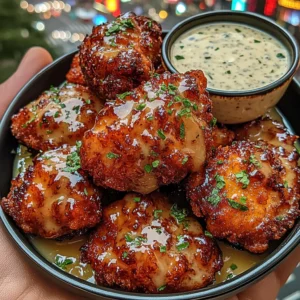 Sticky Honey Glazed Chicken Nuggets with Ranch Dipping Sauce
