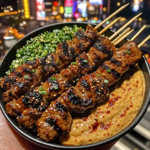 Sticky Soy-Glazed Beef Skewers with Spicy Gochujang Dip
