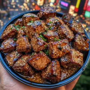 Sweet Soy Glazed Beef Cubes with Ginger Chili Sauce