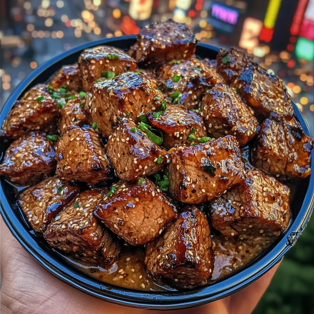 Sweet Soy Glazed Beef Cubes with Ginger Chili Sauce