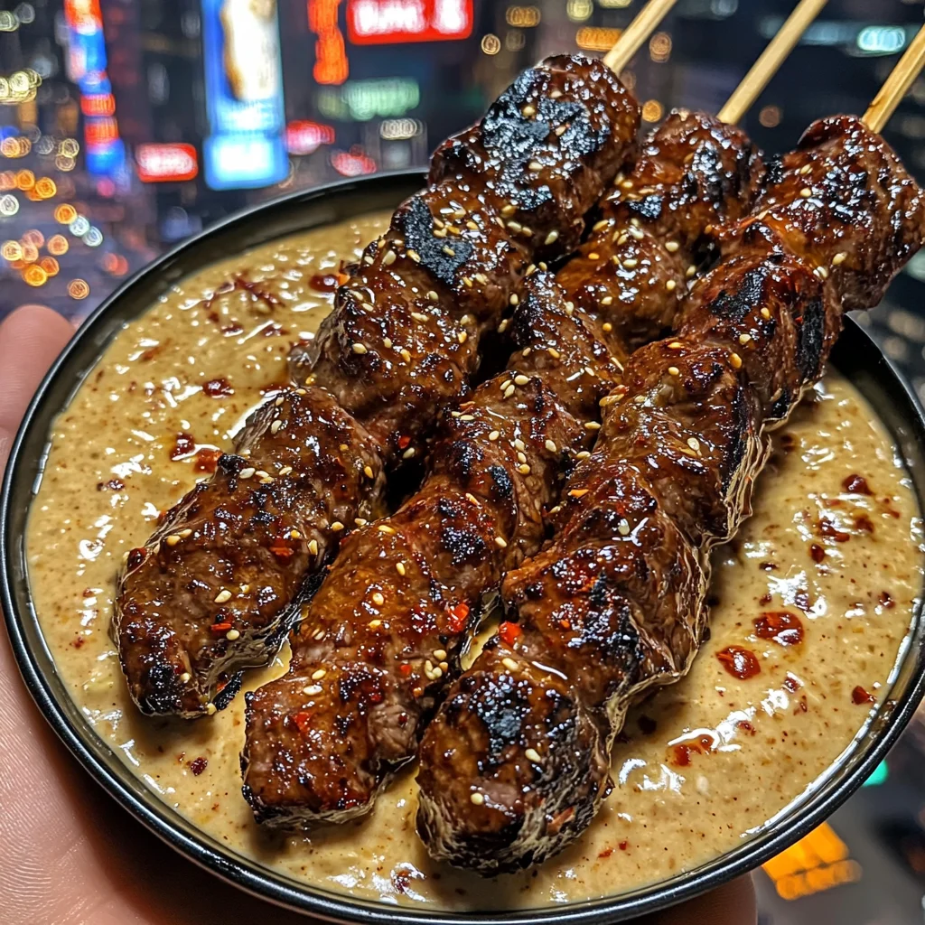 Sweet Teriyaki Beef Skewers with Chili Garlic Dip
