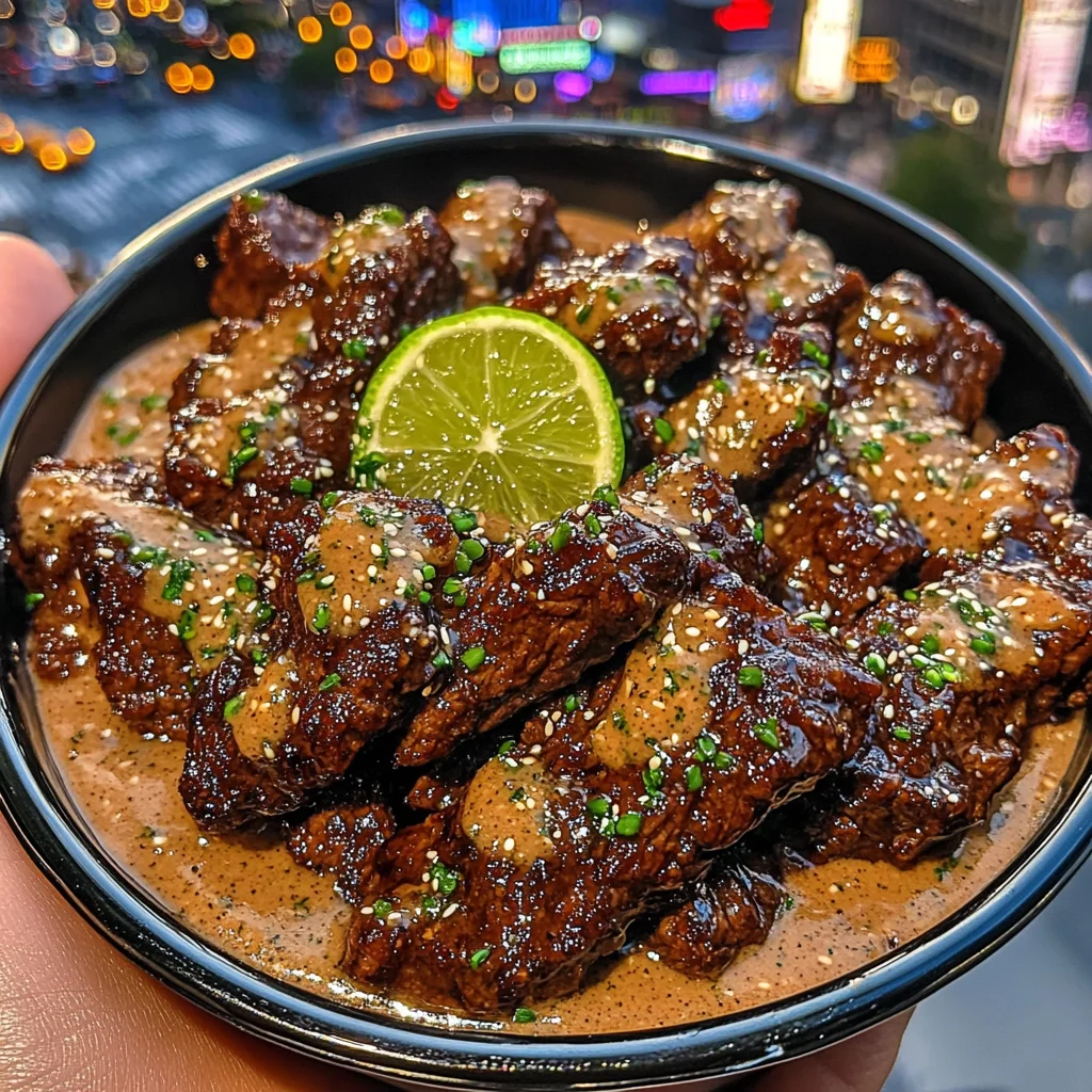 Sweet Teriyaki Beef Tips with Sesame Lime Dipping Sauce