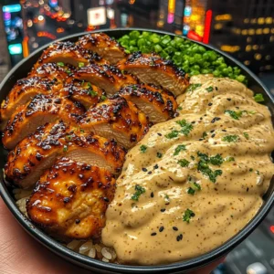 Sweet Teriyaki Chicken Rice Bowls with Creamy Ginger Drizzle