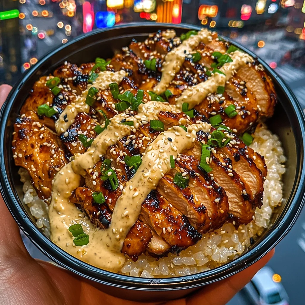 Sweet Teriyaki Chicken Rice Bowls with Sesame Mayo