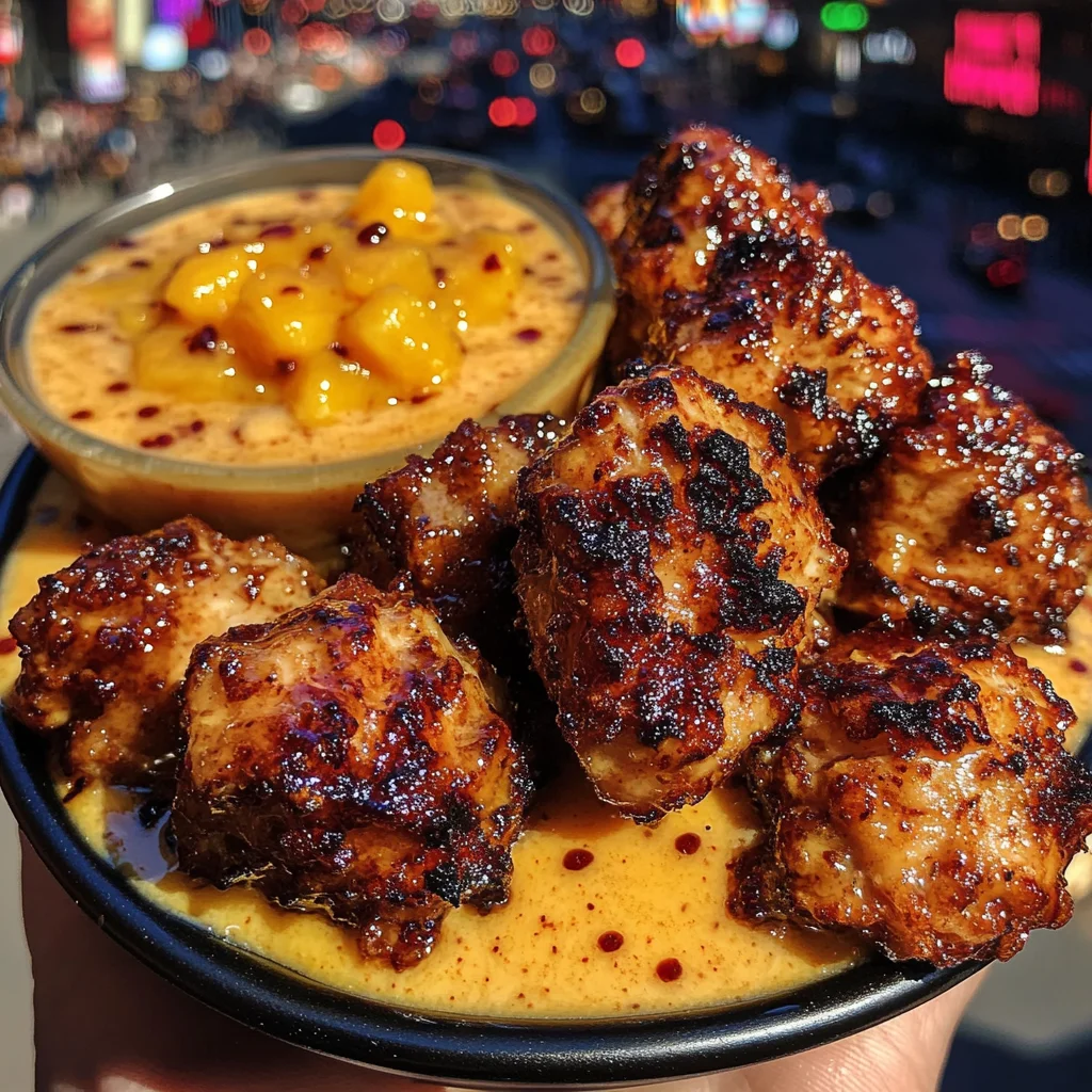 Sweet and Spicy Chicken Bites with Mango Chili Dip